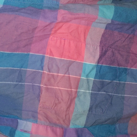 JCrew Size L Colorful Plaid Print Short Sleeve Shirt - Picture 2 of 8